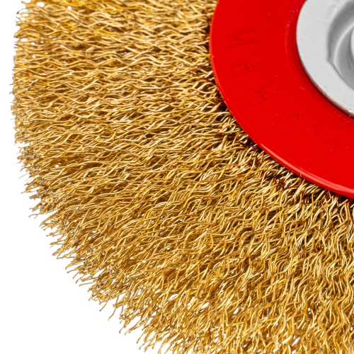 Щетка для точила, 125 мм, посадка 20 мм, плоская, латунированная витая проволока Matrix фото 3