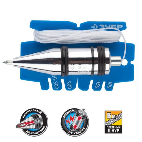 Отвес строительный Зубр Эксперт 06347-50_z01 со шнуром и безопасным наконечником 500 г фото 3