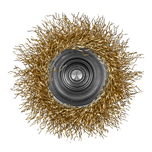 Щетка для дрели, 50 мм, "чашка" со шпилькой, латунированная витая проволока Matrix фото 3
