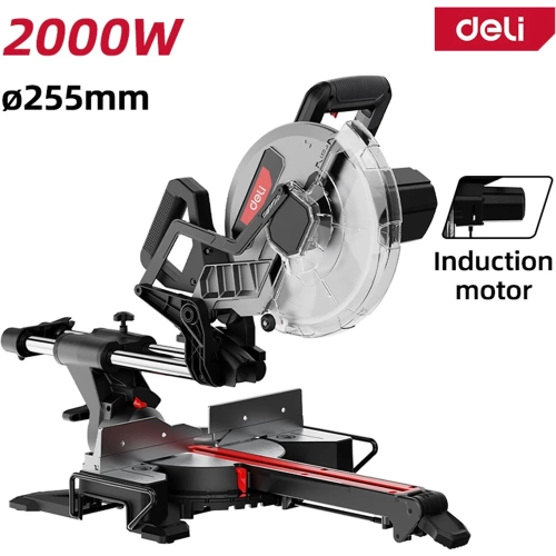 Торцовочная пила с протяжкой DELI 255мм DE570 (2000Вт, 5000об/мин, диаметр диска) 168700 фото 3
