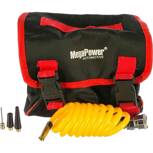 Поршневой компрессор 100PSI удлиненный шланг, в сумке 12V MEGAPOWER M-19010 фото 3 Поршневой компрессор 100PSI удлиненный шланг, в сумке 12V MEGAPOWER M-19010 фото 3