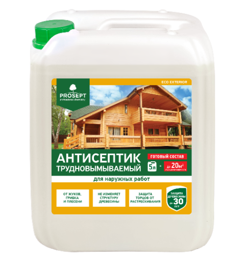 Антисептик трудновымываемый для наружных работ Prosept Eco Exterior 013-5 5 л