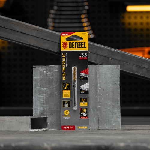 Сверло спиральное по металлу 3,5 x 70 мм, Р6М5, Golden Tip , 2шт. Denzel фото 7