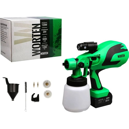 Краскопульт аккумуляторный WORTEN 1х3.0 Ач, 1200 мл КА-90000711
