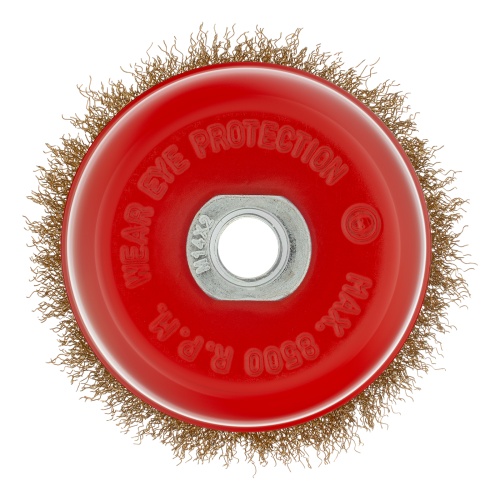 Щетка для УШМ, 100 мм, М14, "чашка", латунированная витая проволока Matrix фото 3