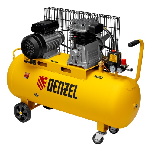 Компрессор воздушный BCI2300/100, ременный привод, 2.3 кВт, 100 литров, 400 л/мин Denzel фото 2