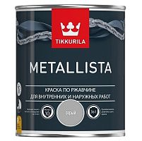 Краска по ржавчине Tikkurila Metallista глянцевая серая 0,8 л