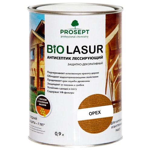 Антисептик лессирующий защитно-декоративный Prosept Bio Lasur 037-09 Орех 0,9 л