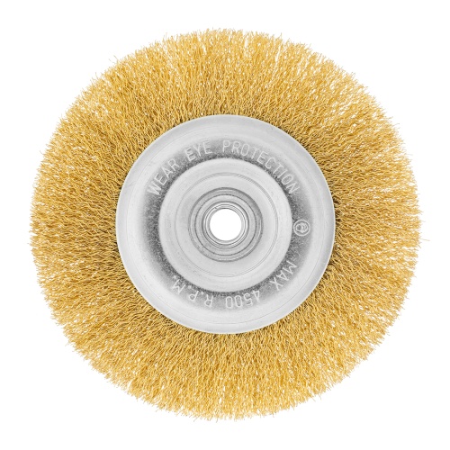 Щетка для УШМ, 150 мм, М14, плоская, латунированная витая проволока Matrix фото 3