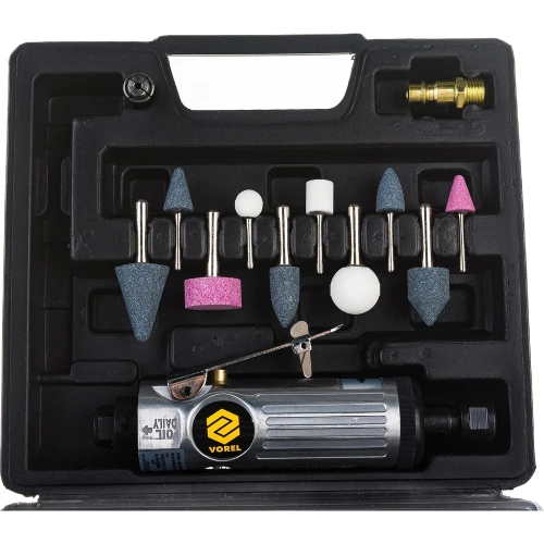 Прямая пневматическая шлифмашина VOREL с аксессуарами 81109 фото 4