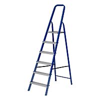 Стремянка, 6 ступеней, стальной профиль, алюминиевые ступени Сибртех
