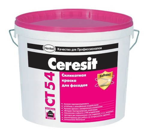 Краска фасадная Ceresit СТ 54 матовая база A 4 л