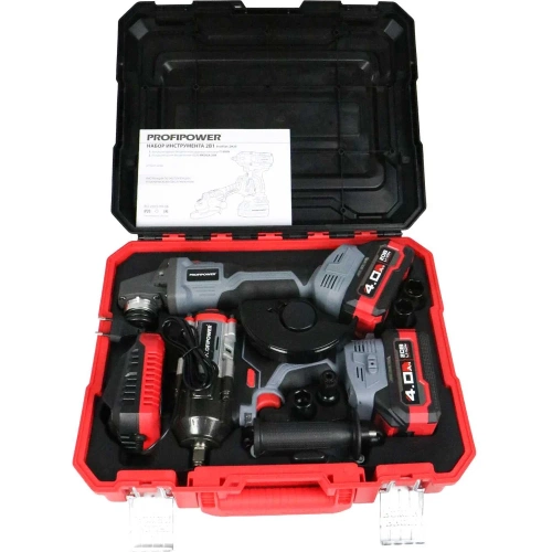 Аккумуляторный бесщеточный набор Profipower 2в1 ProfiSet-2H20 (Li-ion-2шт 20В, 4.0Ач, З/У, коробка, E0080, E0186) E0286 фото 3 Аккумуляторный бесщеточный набор Profipower 2в1 ProfiSet-2H20 (Li-ion-2шт 20В, 4.0Ач, З/У, коробка, E0080, E0186) E0286 фото 3