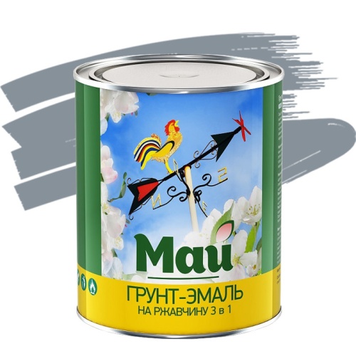 Грунт-эмаль по ржавчине Май 3 в 1 серая 1,9 кг Грунт-эмаль по ржавчине Май 3 в 1 серая 1,9 кг