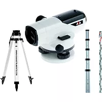 Профессиональный комплект ADA: нивелир оптический PROF X32 + рейка нивелирная телескопическая STAFF 5 + штатив алюминевый на клипсах Light А00119_К2