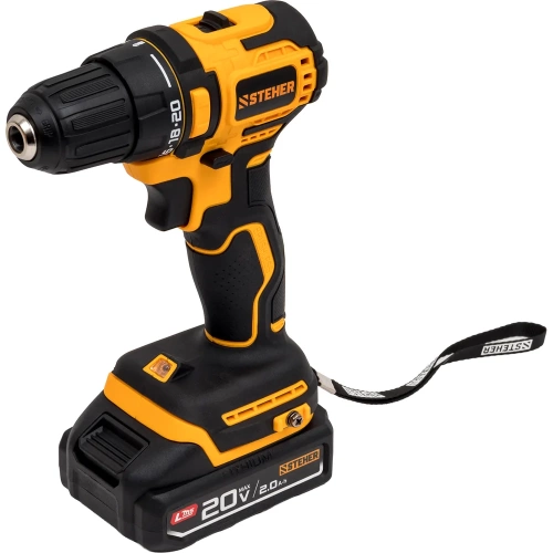 Бесщеточная дрель-шуруповерт STEHER 20 В, 45 Н·м, 1 АКБ LMS (2 А·ч), CB-45-21
