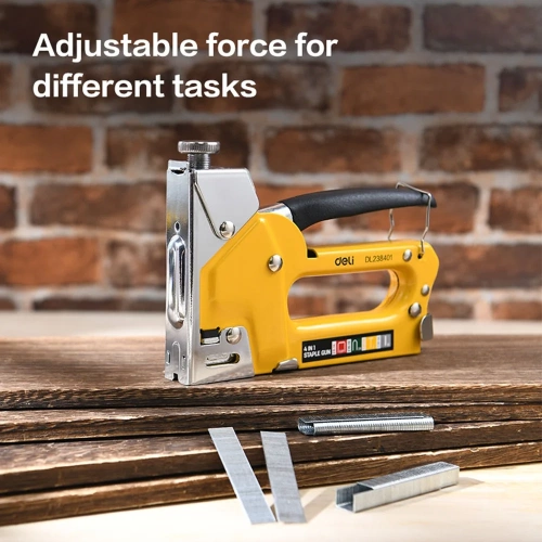 Мебельный степлер металлический 4-в-1 DELI DL238401 скобы 53Fб, гвозди 212955 фото 5