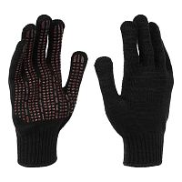 Перчатки трикотажные, акрил, усиленные, ПВХ-гель Протектор, цвет: чёрный, 10 класс Сибртех