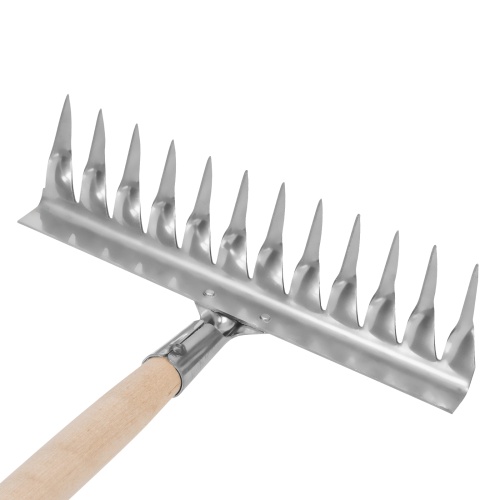 Грабли, нержавеющая сталь, 290 х 1300 мм, 12 витых зубьев, деревянный черенок, Сибртех фото 4