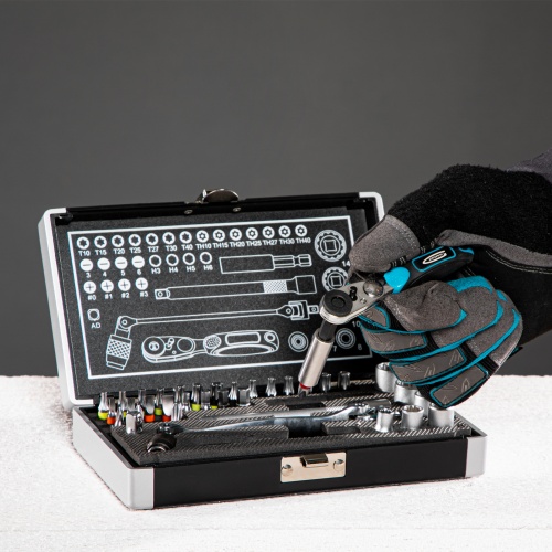 Набор бит и головок торцевых, 1/4, карданный ключ, трещотка, адаптер, S2, 37 шт. Gross фото 15