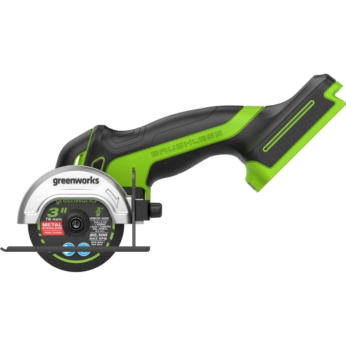 Угловая мини-шлифмашина аккумуляторная GreenWorks GD24UCS, 24В, б/щет., 20000 об/мин, 76 мм, рез 18 мм, без АКБ и ЗУ 3402007 фото 7