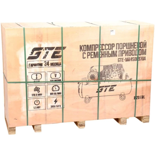 Компрессор поршневой с ременным приводом GTE 380В, ресив. 500л, 970л/мин. /1 GTE-MR4500970A фото 7