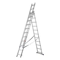 Лестница, 3 х 11 ступеней, алюминиевая, трехсекционная, Сибртех