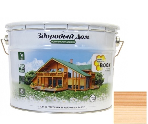 Средство для защиты древесины Здоровый дом бесцветное 10 л Средство для защиты древесины Здоровый дом бесцветное 10 л