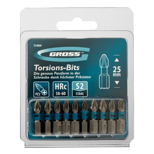 Бита торсионная PZ2 x 25 мм, для ударных шуруповертов, 10 шт. Gross фото 5
