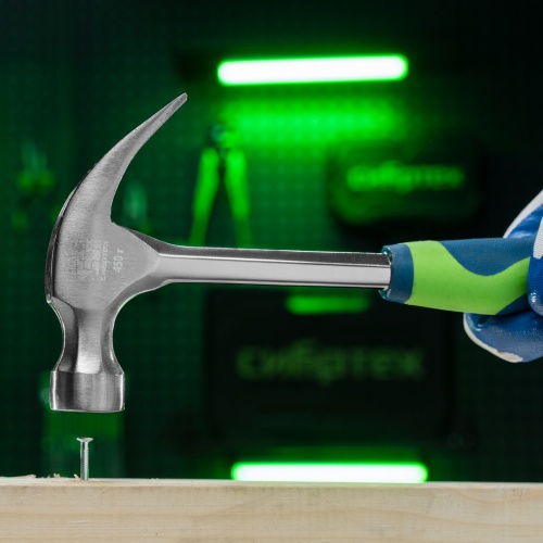 Молоток-гвоздодер, металлическая трубчатая обрезиненная рукоятка, вес 450 г, боек 27 мм Сибртех фото 7