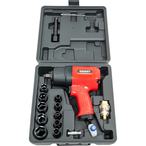 Ударный пневмогайковерт (880 Нм; 1/2"; кейс) Gigant Professional PW 880RKS + набор головок фото 3