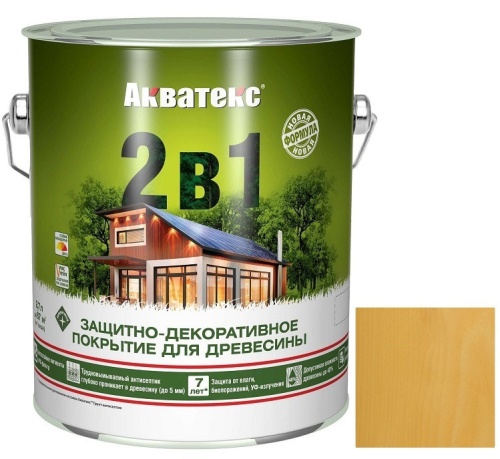 Покрытие алкидное защитно-декоративное для древесины Акватекс 2 в 1 полуматовое Сосна 2,7 л
