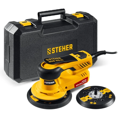 Орбитально-шлифовальная машина STEHER Duo d125/d150мм, 2.5мм, 350Вт, бесщеточная, кейс BOS-25 Орбитально-шлифовальная машина STEHER Duo d125/d150мм, 2.5мм, 350Вт, бесщеточная, кейс BOS-25