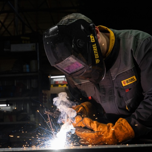 Щиток защитный лицевой (маска сварщика) F4, см. окно 90х35, DIN4/9-13// Denzel фото 14