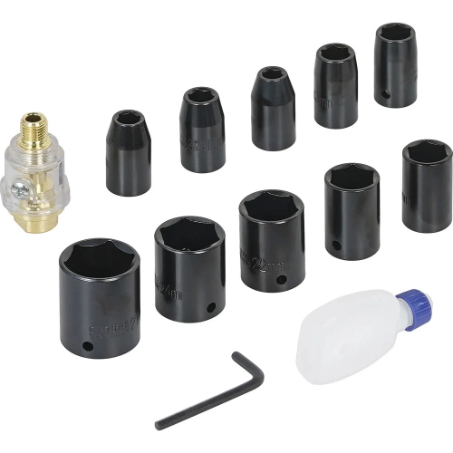 Пневматический ударный гайковерт и трещотка Airline 1/2"DR 312Нм, 1/2"DR 61Нм, с головками 17 предметов, кейс ATAZ100 фото 7