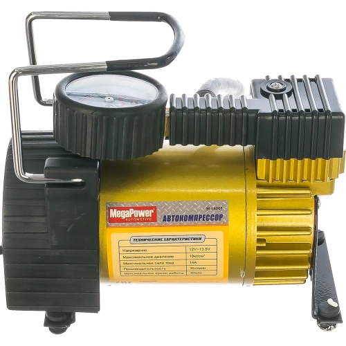 Поршневой компрессор в сумке MEGAPOWER M-14001 150PSI, 35л мин, 14А 12V 1 8 03.14.001 фото 3