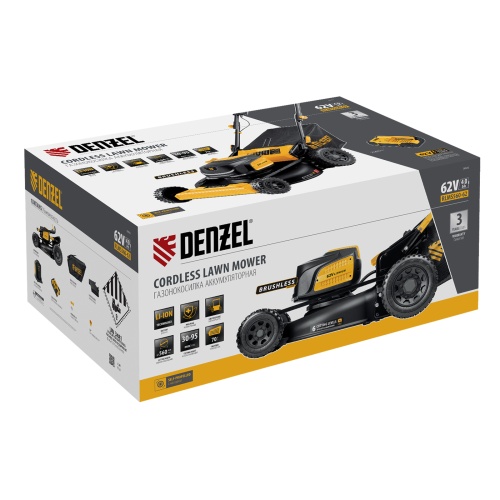 Газонокосилка аккумуляторная бесщет., RLMS560-62, привод, 560 мм, Li-ion, 62В Denzel фото 7