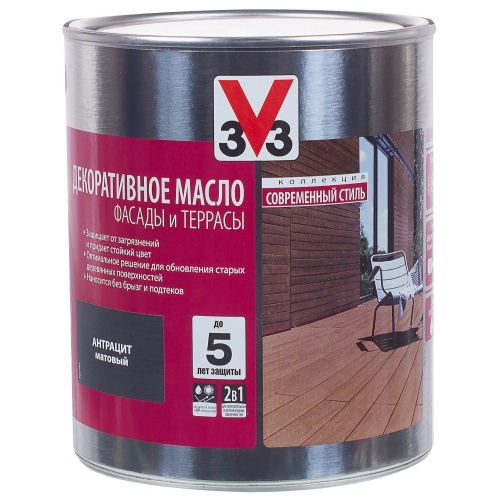 Масло для фасадов и террас V33 антрацит 2,5 л