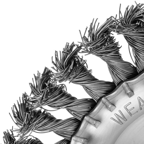 Щетка для УШМ 150 мм, посадка 22.2 мм, плоская, крученая проволока 0.5 мм Matrix фото 3