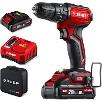 Бесщеточная ударная дрель-шуруповерт ЗУБР 20 В, 45 Н·м, 2 АКБ LMS (2 А·ч) сумка ДБУ-45-22