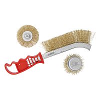 Набор щеток для дрели, 3 шт, 1 плоская, 65 мм, 50 мм "чашка", ручная металлическая Matrix