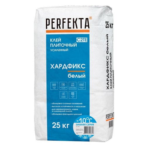 Клей плиточный усиленный Perfekta Хардфикс Зимняя серия C2 Т 25 кг Клей плиточный усиленный Perfekta Хардфикс Зимняя серия C2 Т 25 кг