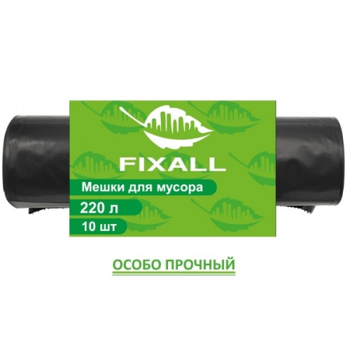 Fixall мешки для мусора 220л (10шт) рулон черные ПВД 60мкм Особо прочные Fixall мешки для мусора 220л (10шт) рулон черные ПВД 60мкм Особо прочные