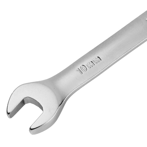 Ключ комбинированный трещоточный, 10 мм, CrV, матовый хром Denzel фото 3