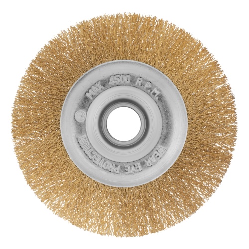 Щетка для УШМ, 150 мм, посадка 22.2 мм, плоская, латунированная витая проволока Matrix фото 2