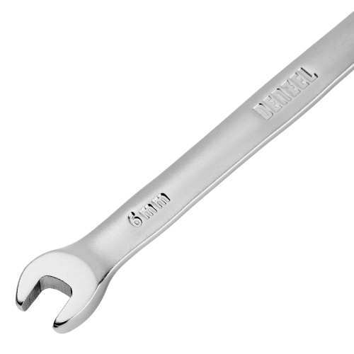 Ключ комбинированный трещоточный, 6 мм, CrV, матовый хром Denzel фото 3