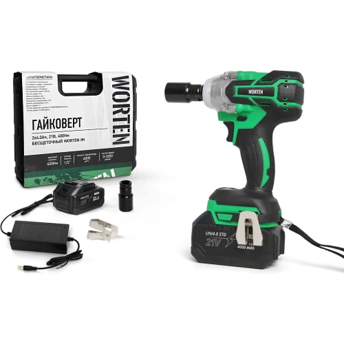 Гайковерт WORTEN 1х4.0Ач, 21В 400Нм бесщеточный  IM КА-90000578