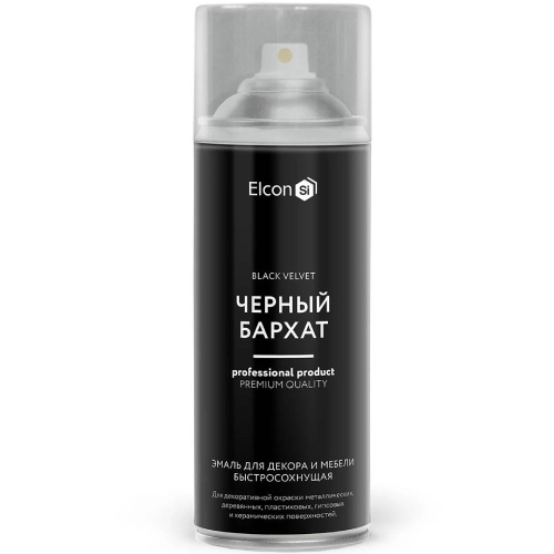 Эмаль аэрозоль для декора и мебели Elcon быстросохнущая черный бархат 520 мл