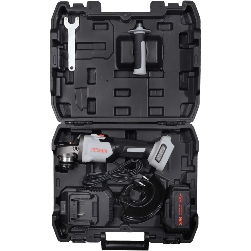 Углошлифовальная машина аккумуляторная Ресанта АУШМ-125/20Li-R (в комплекте 1 АКБ и ЗУ) ЕА+ в кейсе 75/12/26 фото 10