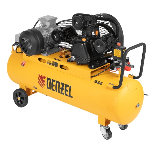 Компрессор воздушный BCW3000-T/100, ременный привод, 3.0 кВт, 100 литров, 520 л/мин Denzel фото 2